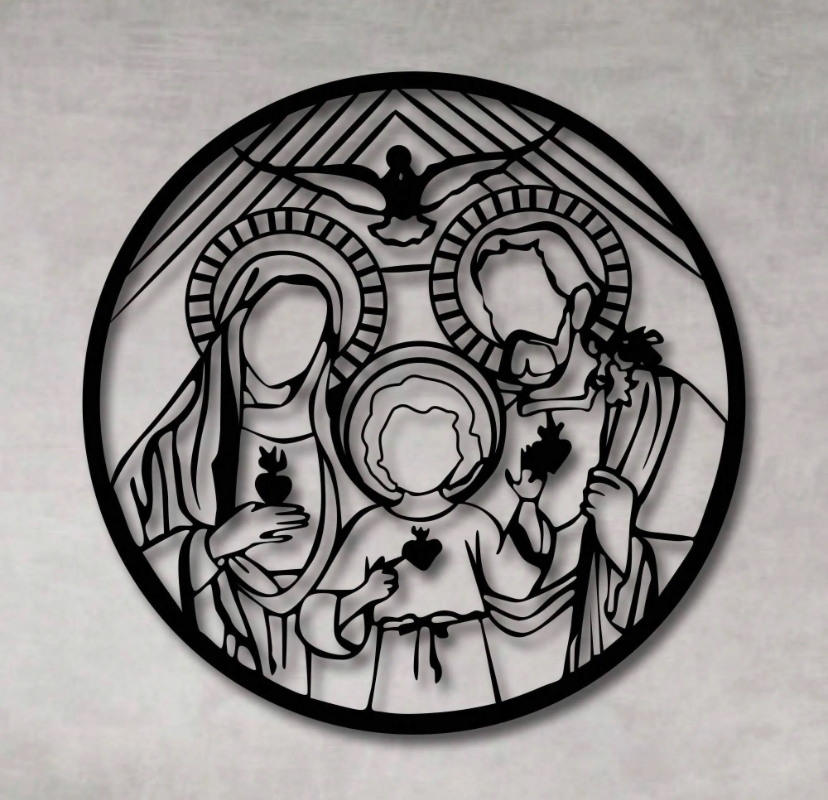 Mandala da Sagrada Família em MDF para Decoração de Ambiente - 40cm